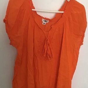 Orange gauzy top